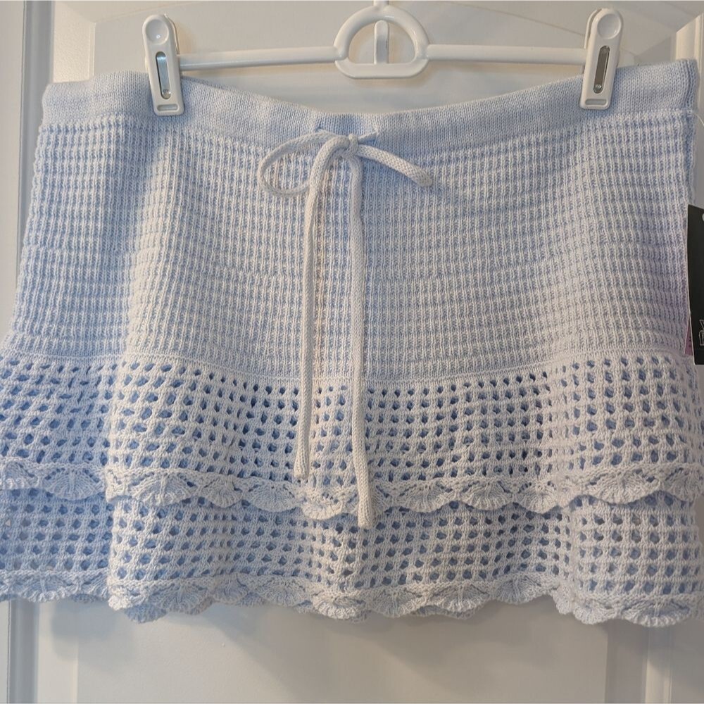 Wild Fable Light‎ Blue Crochet Mini Skirt